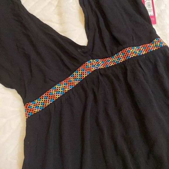 New W Tags Xhilaration Black Embroidered Top / Bathing Suit Coverup - Picture 2 of 14